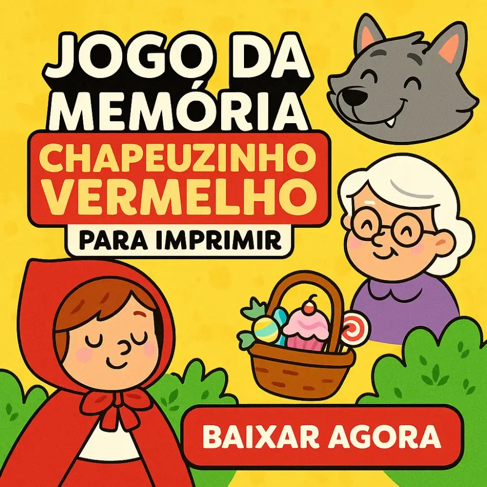 Jogo da Memória Chapeuzinho Vermelho para imprimir em PDF
