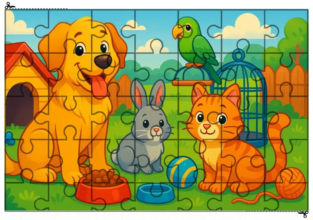 Quebra-Cabeça Animais Domésticos para Imprimir