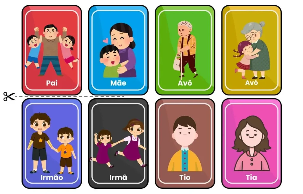 Jogo da memória da família para imprimir