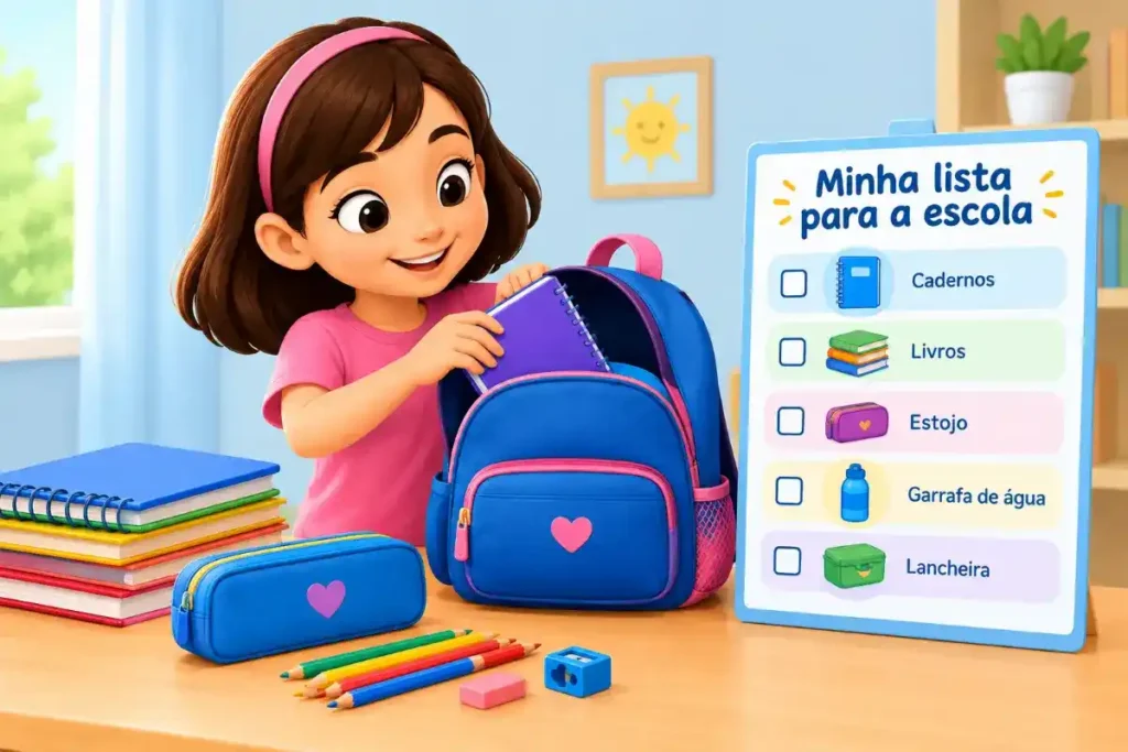 Ensine a preparar a mochila para o dia seguinte