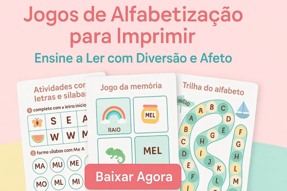 Jogos de alfabetização para imprimir: Ensine a ler com diversão e afeto