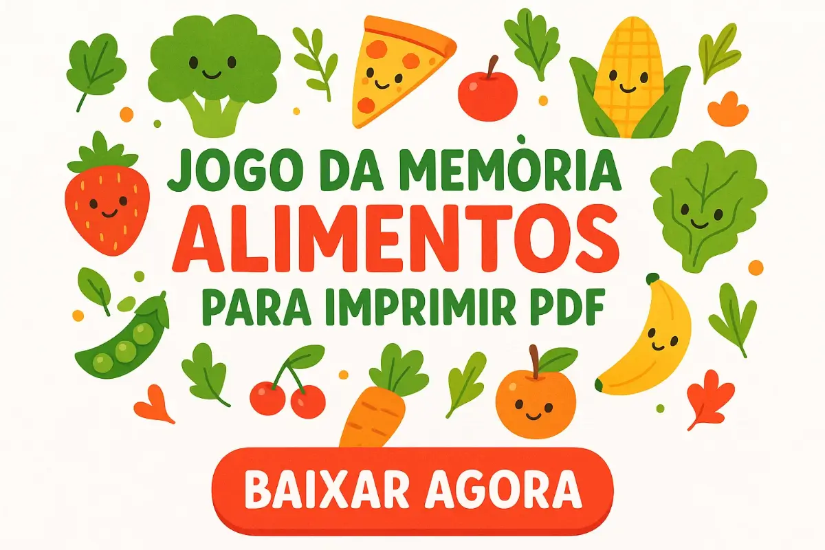 Jogo da Memória Alimentos para Imprimir em PDF
