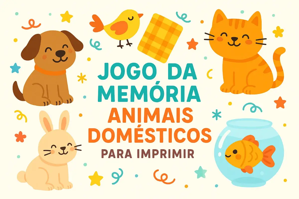 Jogo da Memória Animais Domésticos para imprimir em PDF