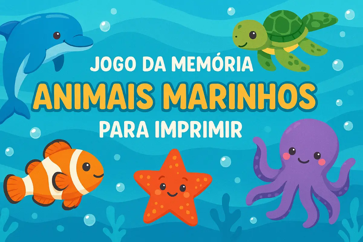 Jogo da Memória Animais Marinhos para imprimir em PDF