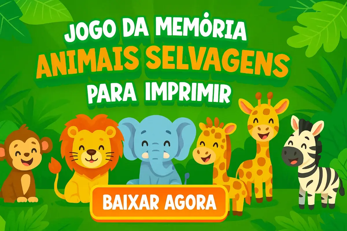 Jogo da Memória Animais Selvagens para imprimir em PDF