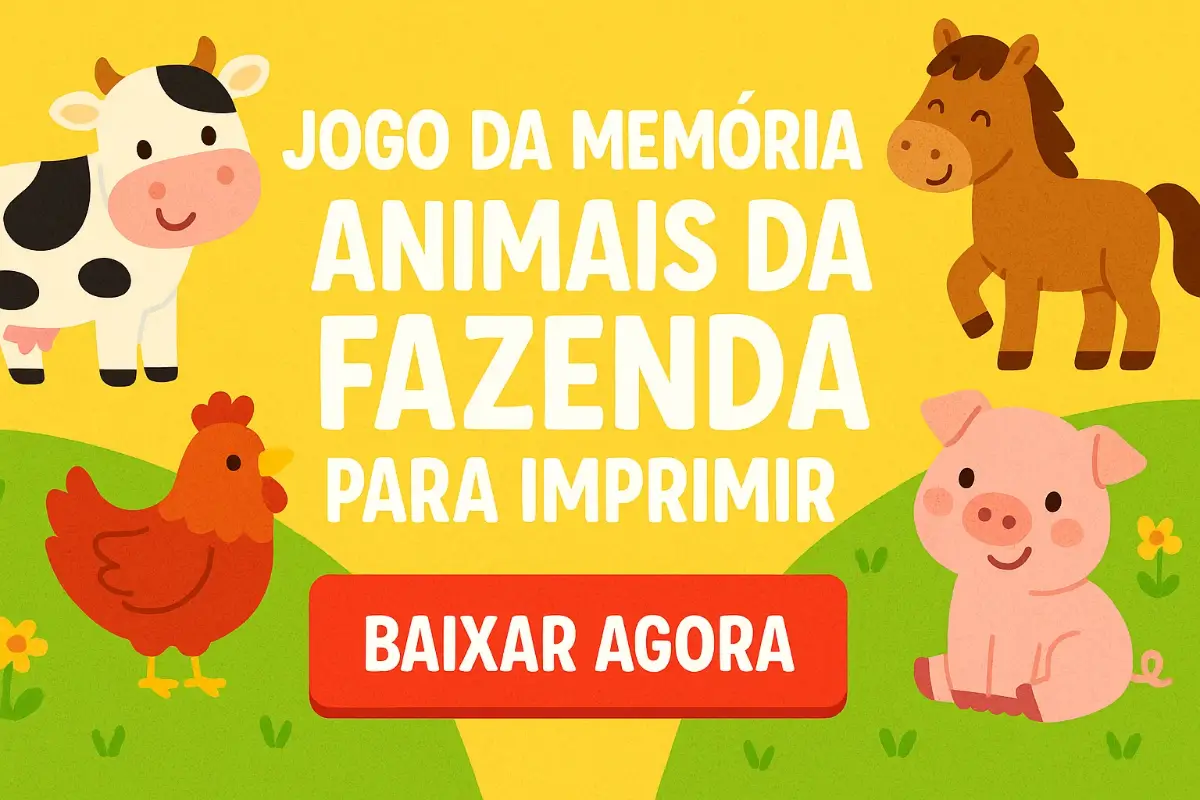 Jogo da Memória Animais da Fazenda para Imprimir PDF