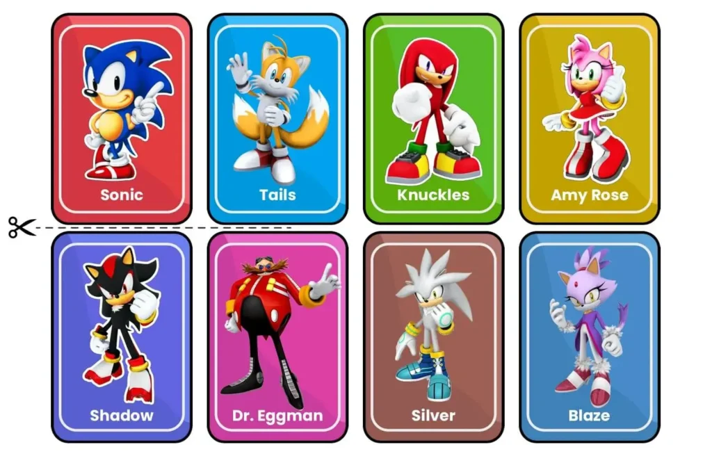Jogo da memória para imprimir em PDF Sonic