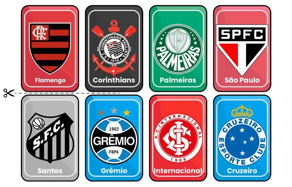 Jogo da memória para imprimir em PDF sobre Times de Futebol