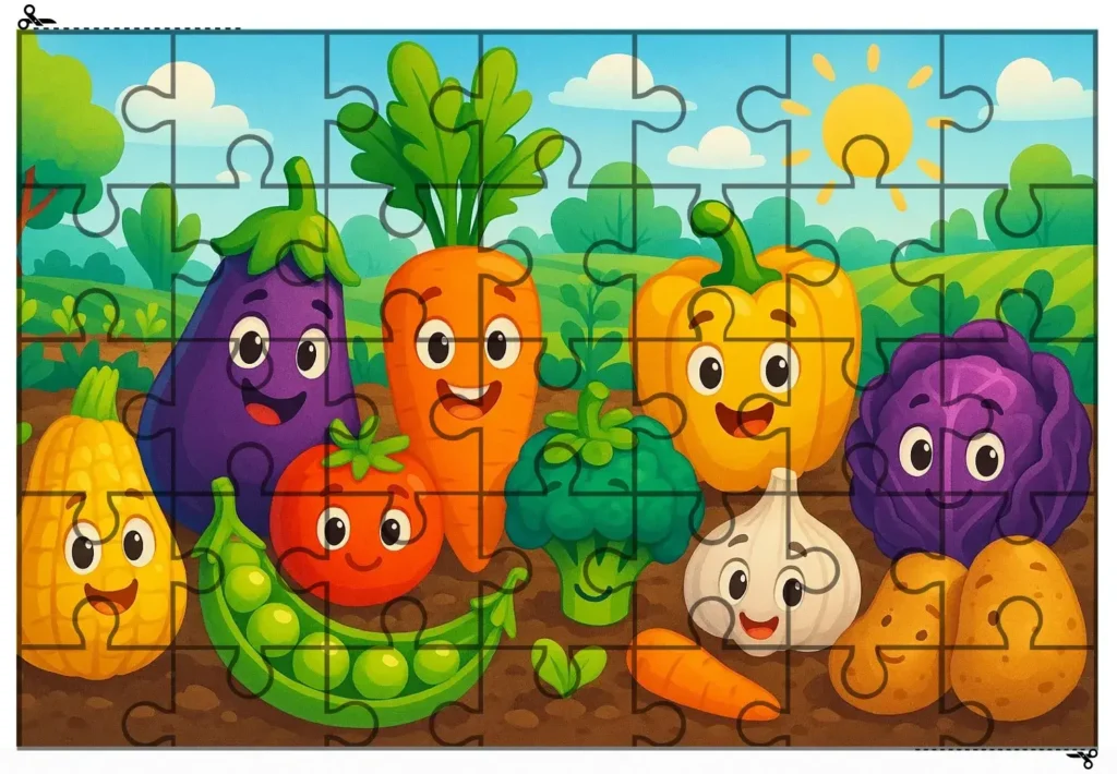 Quebra-Cabeça para Imprimir PDF Legumes