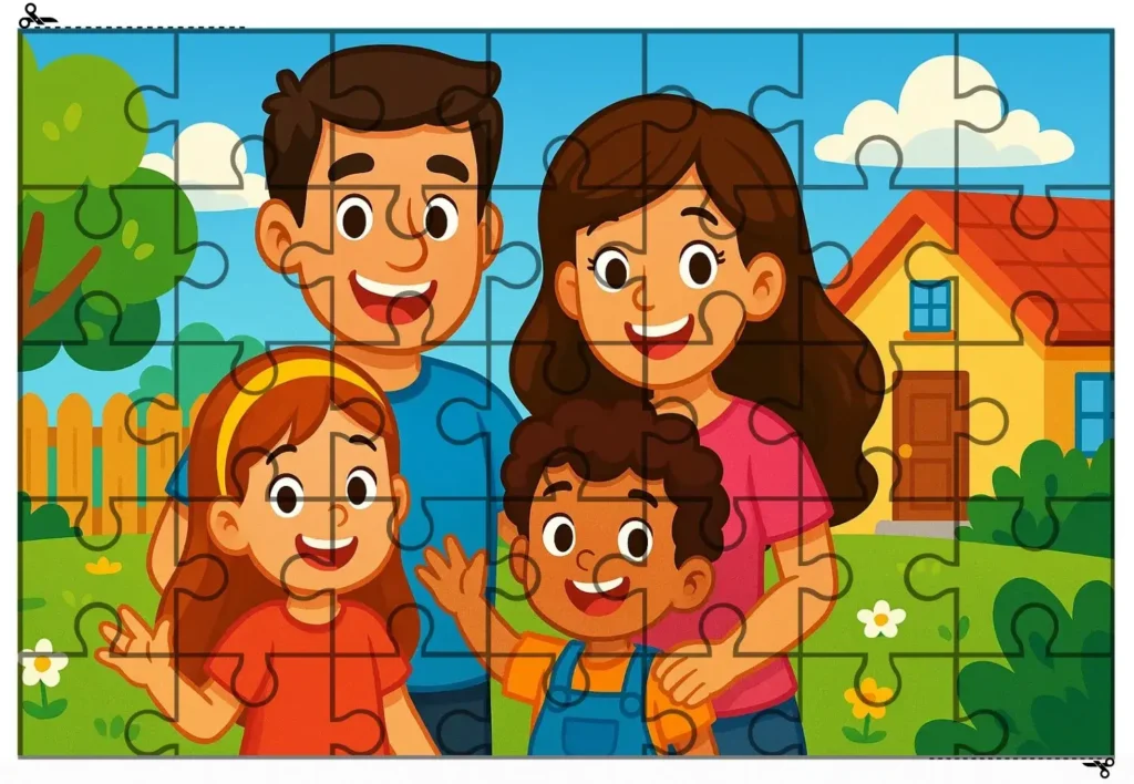 Quebra-Cabeça para Imprimir PDF Família