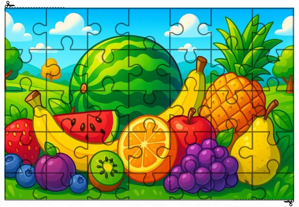 Quebra-Cabeça para Imprimir PDF Frutas
