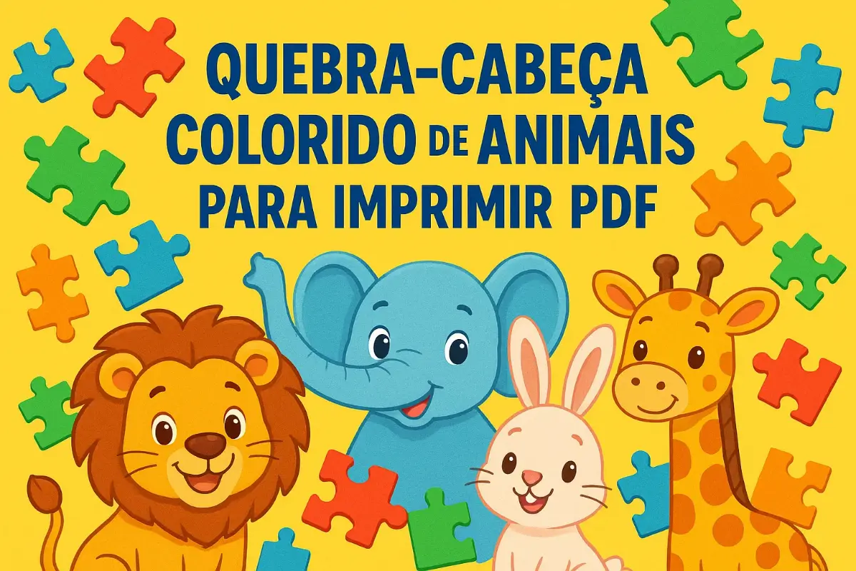 Quebra-Cabeça Colorido de Animais para Imprimir PDF