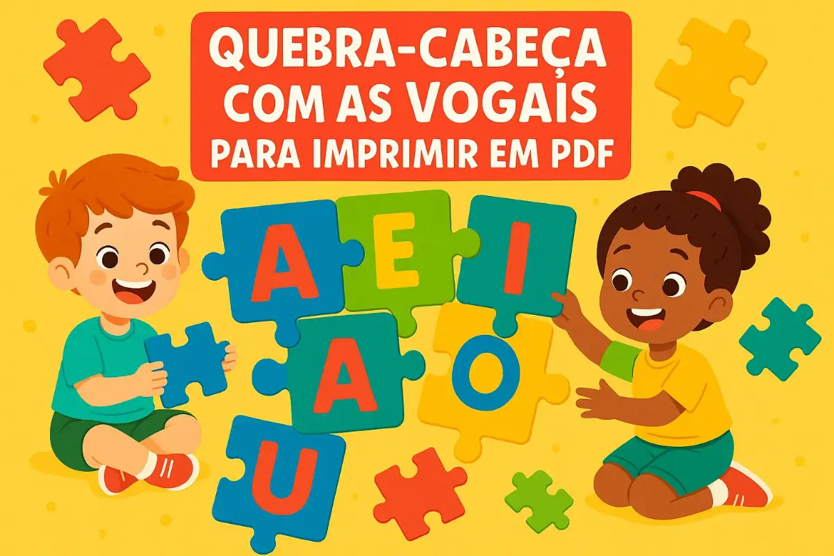 Quebra-Cabeça com as Vogais para Imprimir em PDF