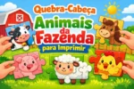 Quebra-Cabeça Animais da Fazenda para Imprimir PDF