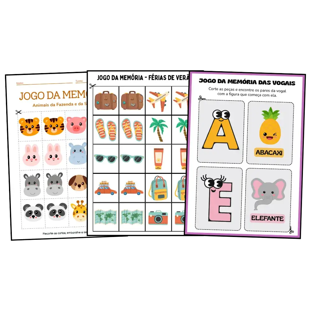 Jogo da Memória para Imprimir em PDF Grátis